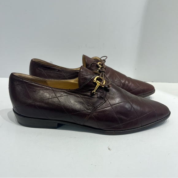 Vintage Barneys New York Quilted Leather Loafers Brown Made in Italy EU 40 US 10 - Picture 2 of 13